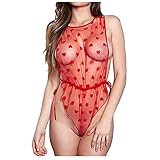 Sexy Dessous Damen für Sex - Dasongff Erotik Reizwäsche Bodysuit Erotische Fischnetz Babydoll Nachtwäsche Unterwäsche Frauen Rückenfrei Spitze Lingerie Perspektiv Dessous Lingerie Erotik Reizw