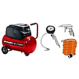 Einhell Kompressor TC-AC 200/24/8 OF (1.200 W., max. 8 bar, Druckminderer, öl-/servicefreier Motor, 24 l-Tank, vibrationsgedämpfter Standfuß, Rückschlag-/Sicherheitsventil, inkl. 3-tlg. Druckluftset)