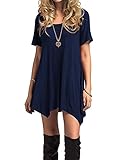 Azue Damen Sommerkleider Kurzarm Kleider Casual T-Shirt Kleid Loose Fit für Alltag Dunkelblau K EU 40 (Herstellergröße M) B