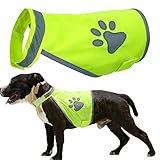 YUESEN Hunde Sicherheit Sweste L Reflektierende Weste Hunde Reflektierend Grün Fluoreszierend mit Verstellbarem Riemen, Nacht Hält den Hund Sichtb