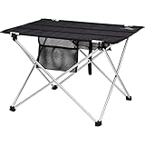 LXZ Campingtisch, klein, zusammenklappbar, mit Netz-Aufbewahrungstasche – Aluminium-Beistelltisch, leicht, Campingtische für Outdoor-Kochen, Picknicktisch (Größe 57 cm) (57 cm)
