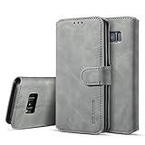 UEEBAI Handyhülle für Samsung Galaxy S8, Hülle Retro Premium PU Leder Weich Klapphülle Magnetverschluss Wallet Kartenfach Standfunktion Cover Anti Kratzern Flip Case Trageband Schutzhülle - G