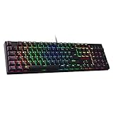 Redragon K582-DE SURARA Mechanische Gaming Tastatur, 105 Tastaten ohne Konflikt, QWERTZ Tastatur mit Blauen Schaltern, RGB Hintergrundbeleuchtung Tastatur, Schw