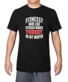 Fitness Turkey in My Mouth – Herren T-Shirt aus 100% Bio-Baumwolle, Schwarz , XL