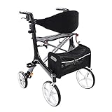 Besco Medical Faltbarer Leichtgewicht-Rollator Carbon, besonders leicht (4,8 kg) und stabil, klappbar, mit Tasche, abnehmbaren Gurt und großer S