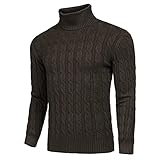 QWERD Herren Rollkragenpullover Pullover Rollkragen Hoodie Herren Langarmshirt Feinstrick Sweater Regular fit Sweatshirt Pulli Lässige Twisted Strickpullover Pullover Herbst Winter Langarm Sw