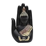 favourall Retro Buddha Statue Figur Harz Handwerk Harz Buddha Statue in der Palme Buddha Hand Skulptur Kunst Zen Orientalisch Antike Retro Buddhismus Gott Dek