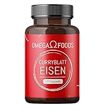 Curryblatt Eisen - Eisen Kapseln - 120 Kapseln natürliches Eisen aus Curryblättern - veganes Eisen - 15mg Eisen pro Tagesdosierung - Curryb