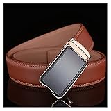 DFKai1run Herrengürtel Männer Automatik Gürtel Echtes Leder Männliche Taille Schwarz Gurtband Formale Homme (Color : Brown, Size : Length 110cm)