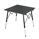 Synlyn Tragbar Klapptisch, Aluminium Campingtisch mit Tasche, Gartentisch höhenverstellbar, Balkontisch Reisetisch für Camping Picknick Kochen Garten Wandern Reisen 70 x 70 x 67