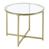 [en.casa] Beistelltisch Alavieska Glas-Tischplatte Stahlgestell 50 x 42 cm Couchtisch Wohnzimmertisch Kaffeetisch G