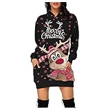 Hoodie Kleid Damen Langarm Weihnachtskleider Weihnachtspullover Weihnachtskleider Sexy Rockabilly Abendkleid Partykleid Knielang Winterkleid Strickkleid Vintage Freizeit Minik