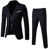 HUYURI Herren Slim Fit 3 Teilig Anzüge Herrenanzug Sakko Hose für Hochzeit B