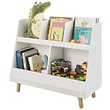 SoBuy KMB19-W Kinderregal mit 5 Fächern Bücherregal Aufbewahrungsregal für Kinder Standregal mit Massivholzbeine weiß BHT ca.: 86x77x36