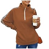 GFGHH Damen Sweatshirt Pullover Casual Langarmshirt Herbst Winter Stehkragen Jacken 1/4 Reißverschluss Tops Fleecepullover Leicht Oversize Fleecepulli Hoodie Teddyfell Flausch Plüschp