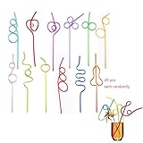 20 Stück bunte wiederverwendbare Trinkhalme Crazy Straws Curly Trinkhalme für Kinder/Erwachsene/Zuhause/Party