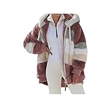 Wintermantel Damen Warm Gefütterte Dick Warme Winterparka Mantel Winter Elegant Teddyfleece Jacke mit Kapuze Lang Fleecejacke Kunstpelzjacke Fleecemantel Teddymantel Steppmantel Plü