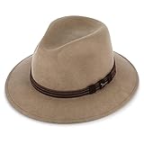 fiebig Clark Traveller Wollfilzhut | Crushable & Waterproof Filzhut mit Hundepin & Kunstledergarnitur | Outdoor Hat Made in Europe (57-M, Beige)