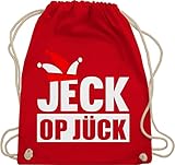 Shirtracer Karneval & Fasching Kostüm Outfit - JECK op Jück Rot-Weiß - Unisize - Rot - turnbeutel karneval rot - WM110 - Turnbeutel und Stoffbeutel aus Baumw