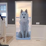 RKLBLV 3D Türaufkleber Für Kind Schlafzimmer 77x200cm Schneewittchen Tier Wolf Türtapete Selbstklebend Türposter - Fototapete Türfolie Poster Aufkleber Wasserdichte Pvc Selbstklebende Wandb