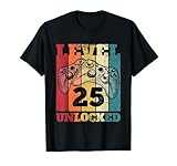 Level 25 entsperrt - Gamer 25. Geburtstag Retro Vintage Gaming T-S