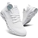 QIJGS Damen Laufschuhe Sneaker Freizeitschuhe Sportschuhe Turnschuhe Fitness Straßenlaufschuhe Trainer Outdoor Sneakers Tennis Jogging Walkingschuhe Gym Schuhe Weiß 39