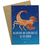 Mr. & Mrs. Panda Grußkarte Sternzeichen Skorpion - Sternenhimmel Blau - Klappkarte, Einladungskarte, Glückwunschkarte, Hochzeitskarte, Geburtstagsk