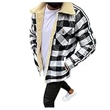 Herren-Mantel, modisch, Plaid, Compound Cardigan, Bluse, lässig, aus Plüsch, Relaxed, Kenmeko, Grün, Kenmeko XL