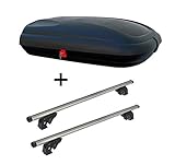 Dachbox VDPBA320 320Ltr carbonlook abschließbar + Dachträger VDPLION1 kompatibel mit Volkswagen Golf VII (5G) Variant (5 Türer) ab 13