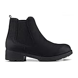Cox Damen Chelsea Boots - Klassische Stiefelette - Booties - Nubukleder - Chelsea Stiefelette - Ankle Boots - profilierte Laufsohle Schwarz Leder 40