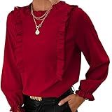 Herbst Und Winter Casual Fashion Damen Rundhals Einfarbig Fungus Edge Stitching Langarmshirt Lose Pullover Stehkragen Shirt Top D