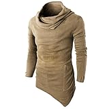 YunYoud Männer Slim Fit Tuetleneck Tops Lange Ärmel Muskel Hemd Herren Einfarbig Patchwork Blusen Mode Beiläufig T-Shirt Irregulär Pullover Sweatshirt (M, Gelb)