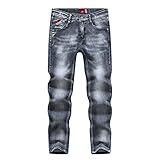 UNOZAVER Jungen Stretch Slim Fit Jeans Distressed Denim Hose Grau 116