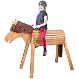 Wildkinder Holzpferd für Draußen - Spielpferd zum Reiten - Fördert Kreativität, Fantasie, Motorik - Handgefertigt in Deutschland - Mittelbraunes XXL Pferd mit dunkelbrauner Mähne - Voltigierp