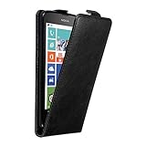 Cadorabo Hülle für Nokia Lumia 630/635 in Nacht SCHWARZ - Handyhülle im Flip Design mit unsichtbarem Magnetverschluss - Case Cover Schutzhülle Etui Tasche Book Klapp Sty