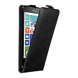 Cadorabo Hülle für Nokia Lumia 630/635 in Nacht SCHWARZ - Handyhülle im Flip Design mit unsichtbarem Magnetverschluss - Case Cover Schutzhülle Etui Tasche Book Klapp Sty