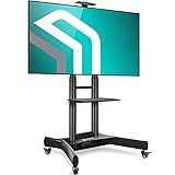 ONKRON Mobile TV Ständer TV Standfuss TV Rollwagen Stand 40 - 70 Zoll höhenverstellbar rollbar mit Rollen für Flach & Curved TVs, Monitore, Bildschirme Bodenständer VESA TS1551 Schw