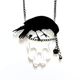 Halskette mit Anhänger aus Acryl, Punkrock, große Rabe, Blume, Totenkopf, Modeschmuck für Mädchen und D