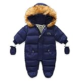 XLH Baby Winter Schneeanzug Kleidung Für Kinder Infant Overall Skianzug Mit Kapuze Baby Mädchen Dick Warm Kleinkind Jungen Mädchen Winter Overall Mit Kapuze,12-18 Months,B