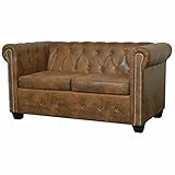 vidaXL Chesterfield Sofa 2-Sitzer Kunstleder Braun L