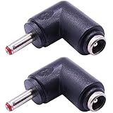 2 x DC-Netzanschluss-Adapter, 90 Grad Winkel, 3,5 mm x 1,35 mm Stecker auf 5,5 mm x 2,1 mm Buchsen-Kupplung, Konverter (L Typ 3,5 x 1,35 mm Rot)