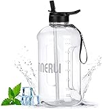 VENNERLI Trinkflasche 2.2L Sport Wasserflasche mit strohhalm Flasche Water Bottle BPA Frei Groß Plastik Auslaufsicher Ideal für Sport Gym Fitness Büro Heim (2.2L Transparent)