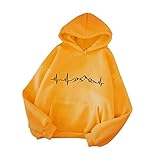 Lässige, lockere Damen-Oberteile mit Kapuze und Langen Ärmeln 2677 Bra krageneinsatz cordhemd org blusentop ESS wintershirts fruite of The Loom vers.Farben l,Ox