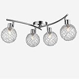 monzana LED Deckenleuchte Chrome 4 Flammig Deckenlampe Spots 360° drehbar 90° schwenkbar Lampe Strahler Wohnzimmerlamp