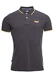 Superdry Herren Poolside Pique S/S Polo Poloshirt, Grau (Black/Grey Marl NLN), XX-Larg