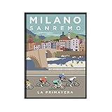 THTHTH Milano Sanremo Poster und Drucke Vintage Stadtreise Leinwand Malerei Minimalistische Landschaft Wandkunst Für Wohnzimmer Dekor Bilder 50x70cm x1 Kein R