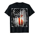 Hirschkopf-Silhouette und amerikanische Flagge, Schwarz T-S
