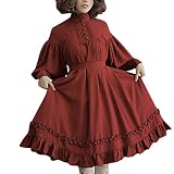 Xiangdanful Damen Kleider Gothic Kleid 50s Renaissance Maxikleid Cosplay Dress Armellos Einfarbig Kleider Chiffon Fancy Dress Mittelalter Retro Kleidung Party Festlich Karneval Kostü