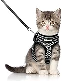 CatRomance Katzengeschirr mit Leine weich verstellbar Geschirr für Katzen, Ausbruchsicher Welpengeschirr mit reflektierenden Streifen, Brustgeschirr Katzen Weste für Kitten Welpen & kleine Hunde S