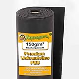 Aquagart Unkrautvlies schwarz PES - 150g I Unkrautschutzfolie für Garten & Hochbeet I Gartenvlies & Unkrautsperre I Wasserdurchlässige Unkrautfolie & Robustes Schutzvlies 25m lang - 1,5m b